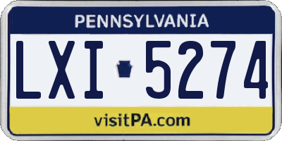 PA license plate LXI5274