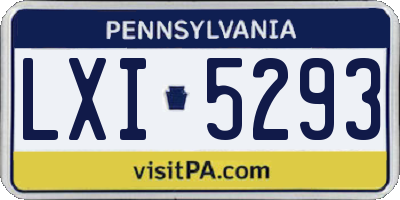 PA license plate LXI5293