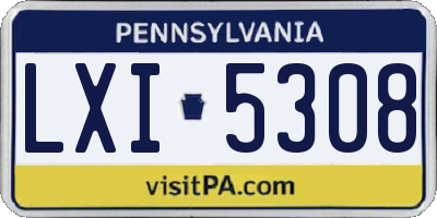 PA license plate LXI5308