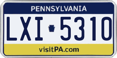PA license plate LXI5310