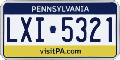 PA license plate LXI5321
