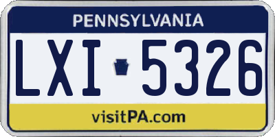 PA license plate LXI5326