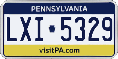 PA license plate LXI5329