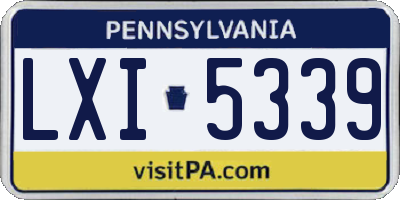 PA license plate LXI5339