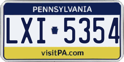 PA license plate LXI5354