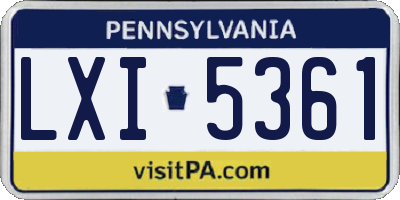 PA license plate LXI5361