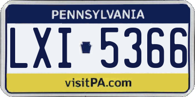 PA license plate LXI5366