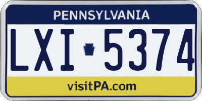 PA license plate LXI5374