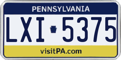PA license plate LXI5375
