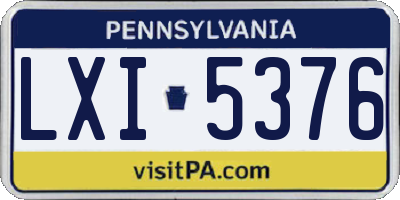 PA license plate LXI5376