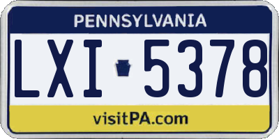 PA license plate LXI5378