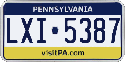 PA license plate LXI5387