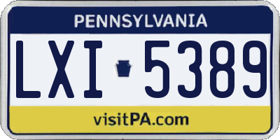 PA license plate LXI5389