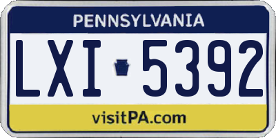 PA license plate LXI5392