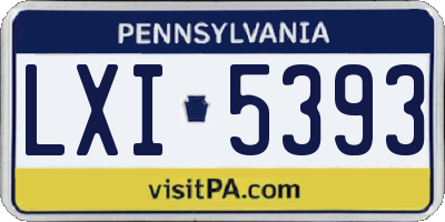 PA license plate LXI5393