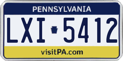 PA license plate LXI5412