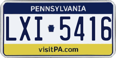 PA license plate LXI5416
