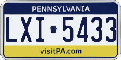 PA license plate LXI5433