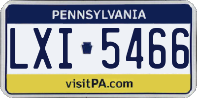 PA license plate LXI5466