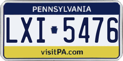 PA license plate LXI5476