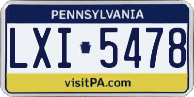 PA license plate LXI5478