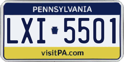 PA license plate LXI5501