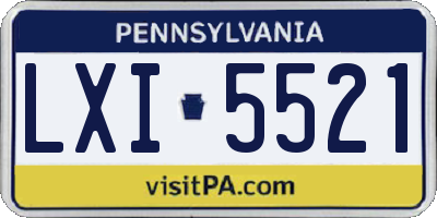 PA license plate LXI5521