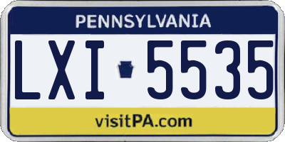 PA license plate LXI5535