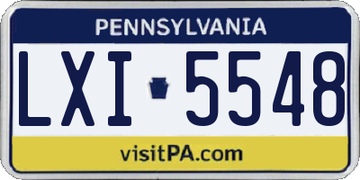PA license plate LXI5548