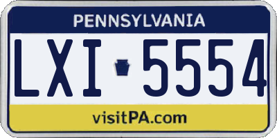 PA license plate LXI5554