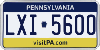 PA license plate LXI5600