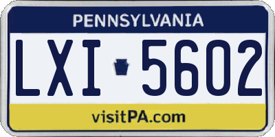 PA license plate LXI5602