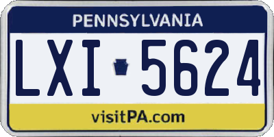 PA license plate LXI5624