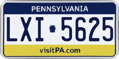PA license plate LXI5625