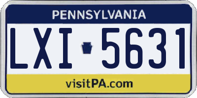 PA license plate LXI5631