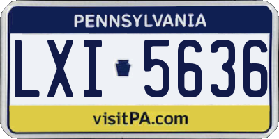 PA license plate LXI5636