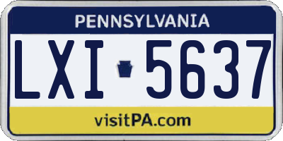 PA license plate LXI5637