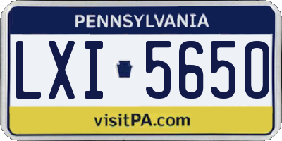 PA license plate LXI5650