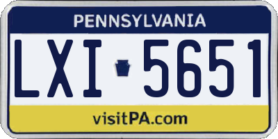 PA license plate LXI5651