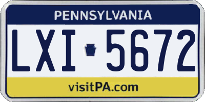 PA license plate LXI5672