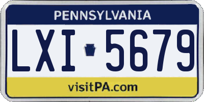 PA license plate LXI5679