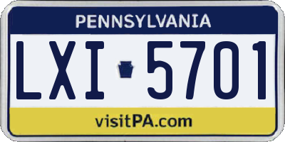 PA license plate LXI5701