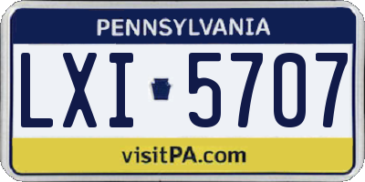 PA license plate LXI5707
