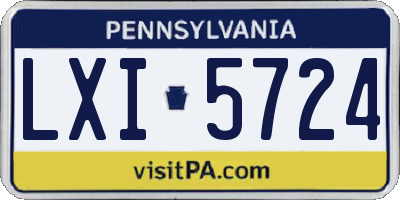 PA license plate LXI5724