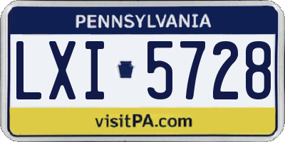 PA license plate LXI5728