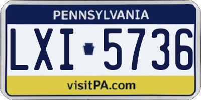 PA license plate LXI5736