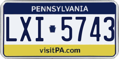 PA license plate LXI5743