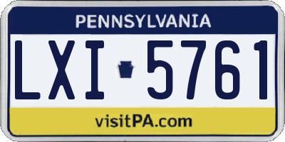 PA license plate LXI5761