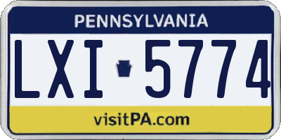 PA license plate LXI5774