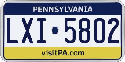 PA license plate LXI5802